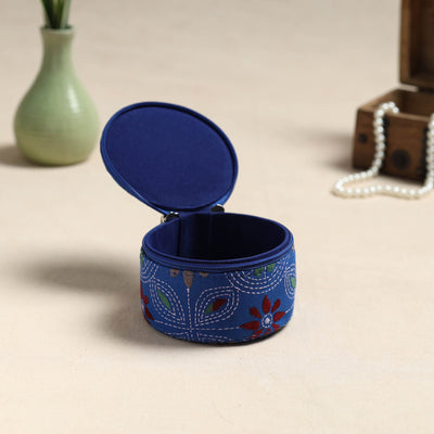 Bengal Kantha Work Handcrafted Round Utility Box