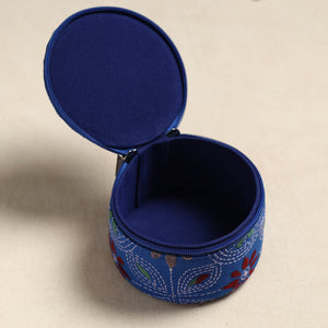 Bengal Kantha Work Handcrafted Round Utility Box
