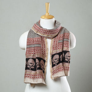 Black - Bagh Hand Block Printed Chanderi Silk Stole 14