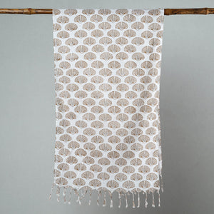 Brown - Sanganeri Block Printed Cotton Stole with Tassels 51