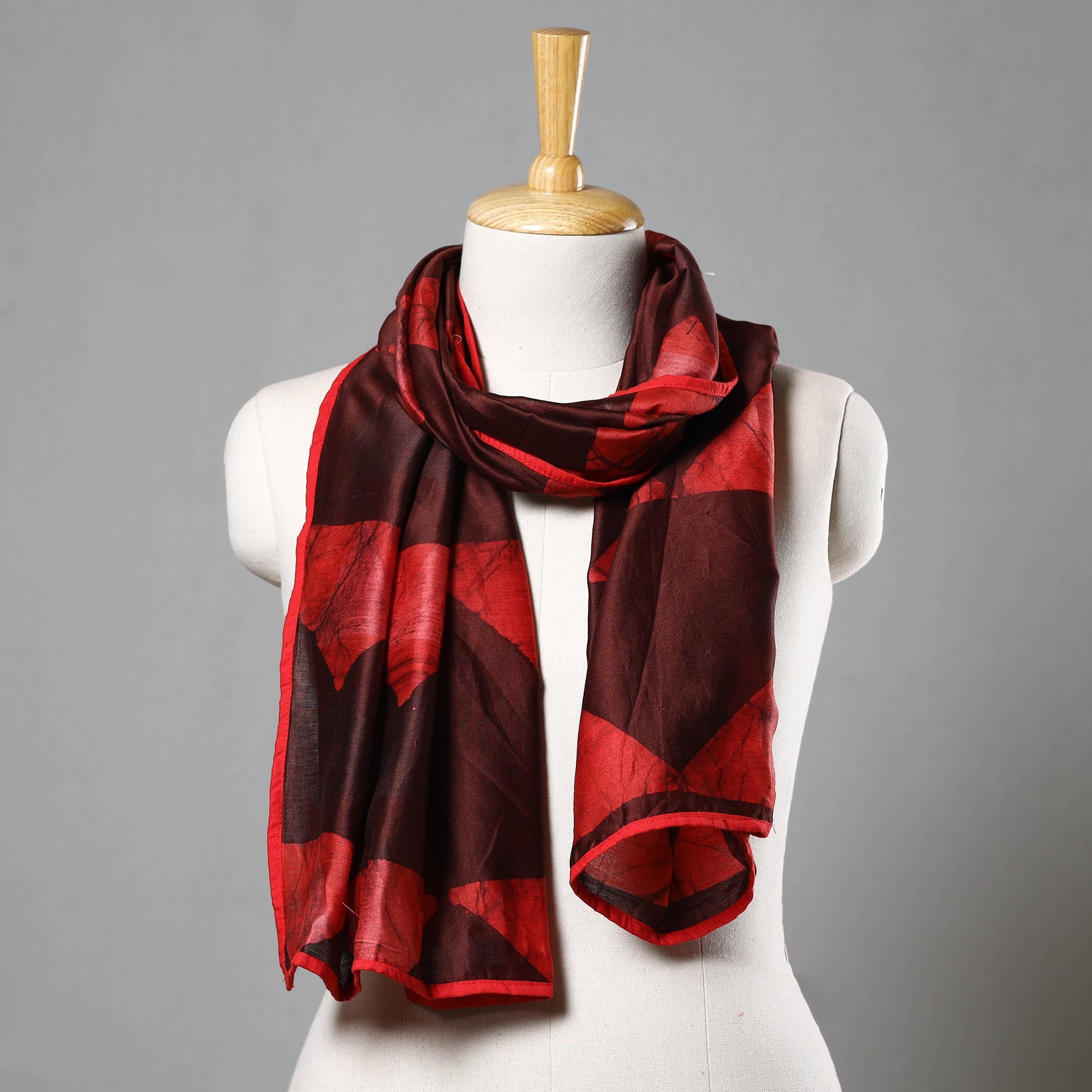 Brown - Nui Shibori Tie-Dye Chanderi Silk Handloom Stole 10