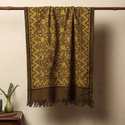 Brown - Jhiri Handloom Hand Block Printed Pure Cotton Towel