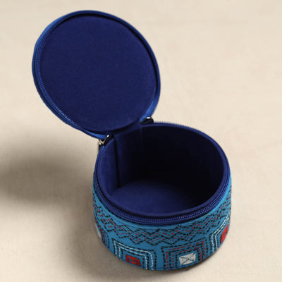 Bengal Kantha Work Handcrafted Round Utility Box