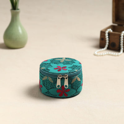 Bengal Kantha Work Handcrafted Round Utility Box