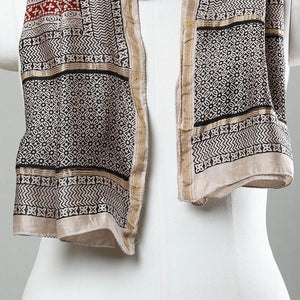 Black - Bagh Hand Block Printed Chanderi Silk Stole 21