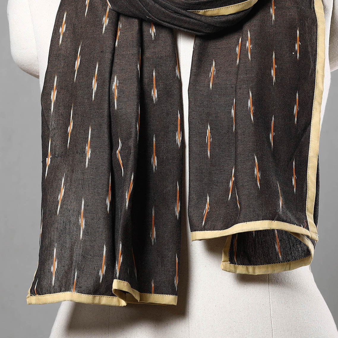 Brown - Cotton Pochampally Ikat Stole 16