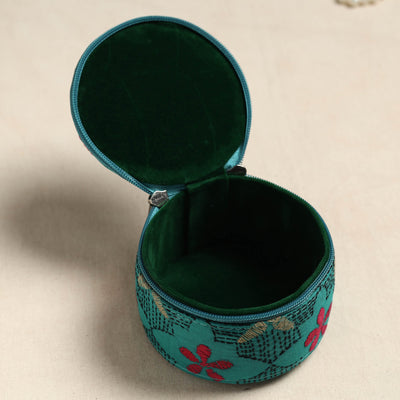 Bengal Kantha Work Handcrafted Round Utility Box