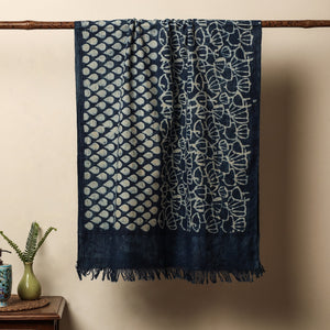 Blue - Bindaas Block Printed Jhiri Handloom Cotton Towel