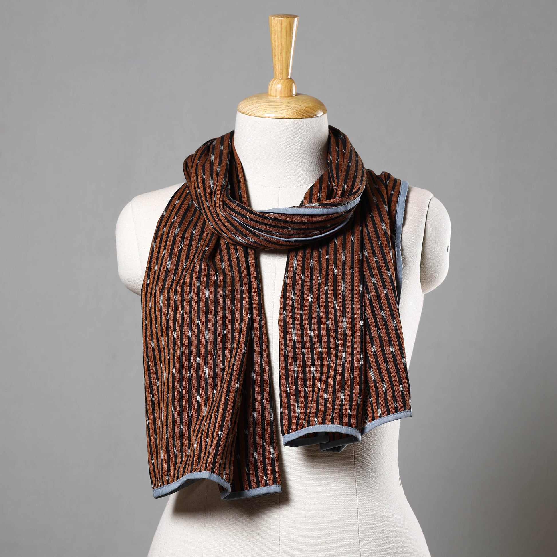 Brown - Cotton Pochampally Ikat Stole 18