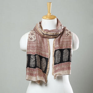Beige - Bagh Hand Block Printed Chanderi Silk Stole 24