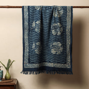 Blue - Bindaas Block Printed Jhiri Handloom Cotton Towel