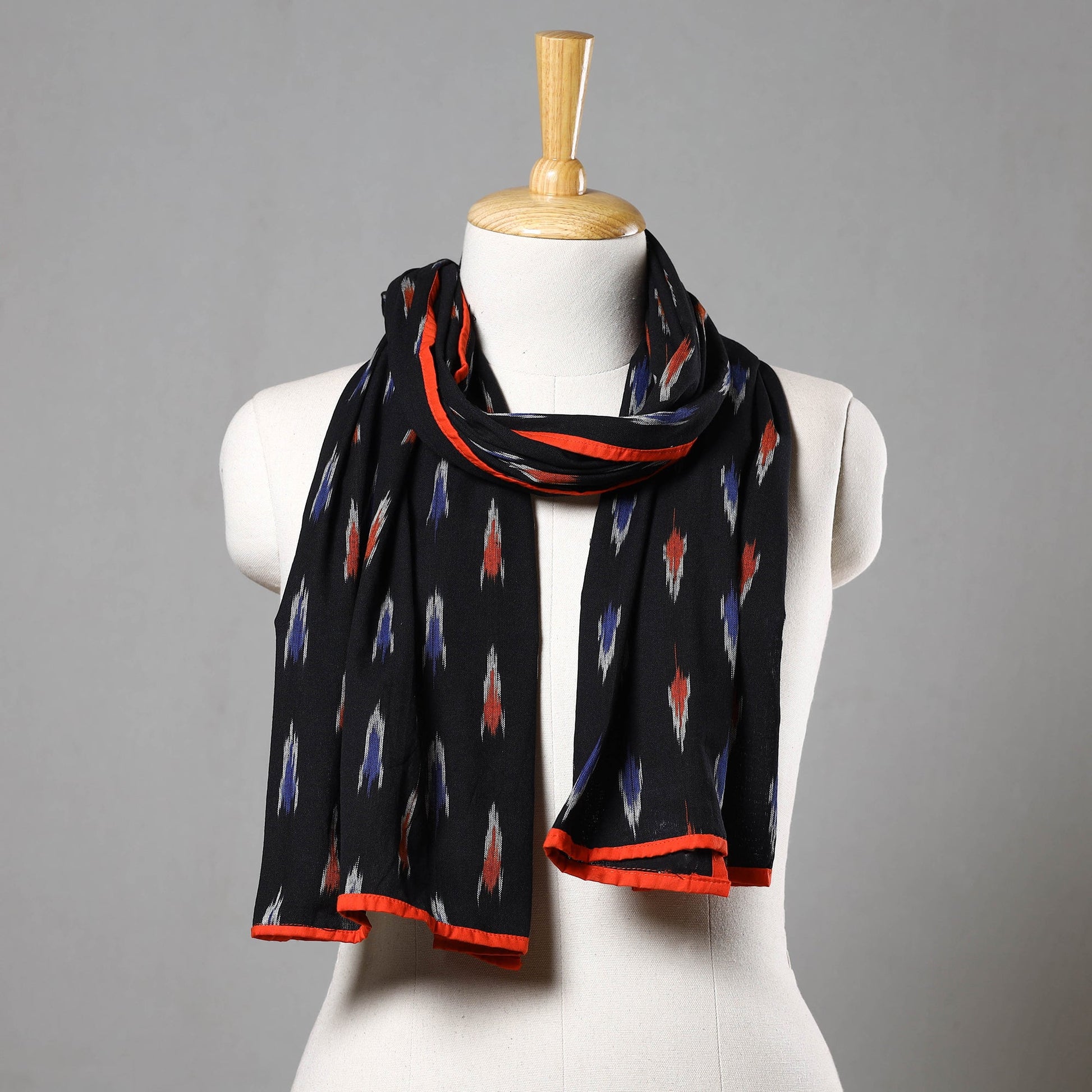 Black - Cotton Pochampally Ikat Stole 21
