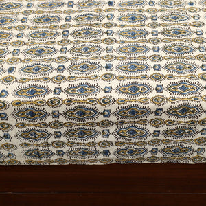 Beige - Patchwork Ajrakh Cotton Double Bed Sheet Set 04