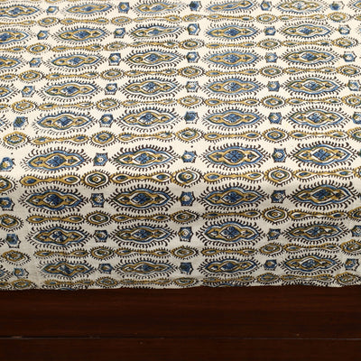 Beige - Patchwork Ajrakh Cotton Double Bed Sheet Set 04