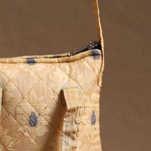 Beige- Handcrafted Quilted Silk Sling Bag 22