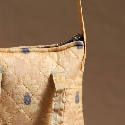 Beige- Handcrafted Quilted Silk Sling Bag 22