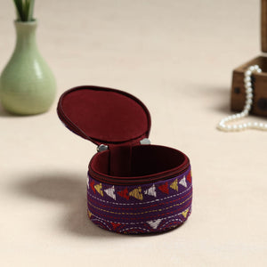 Bengal Kantha Work Handcrafted Round Utility Box