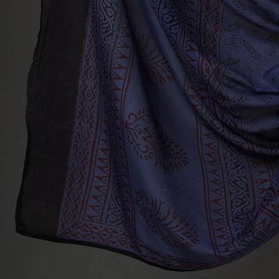 Blue - 3pc Natural Dyed Cotton Bagh Print Dress Material 03
