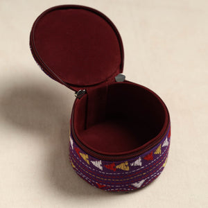Bengal Kantha Work Handcrafted Round Utility Box