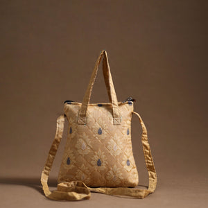 Beige- Handcrafted Quilted Silk Sling Bag 22