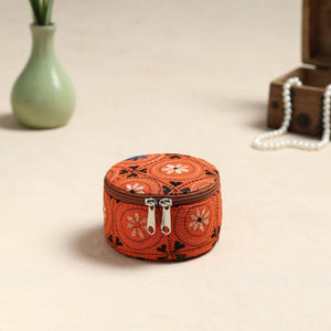 Bengal Kantha Work Handcrafted Round Utility Box