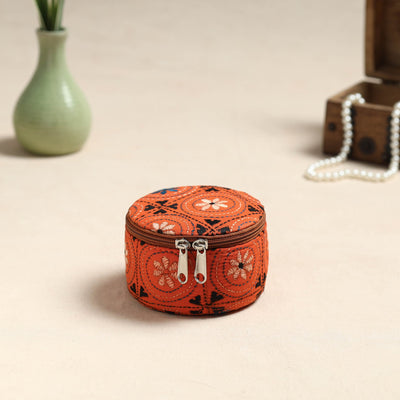 Bengal Kantha Work Handcrafted Round Utility Box