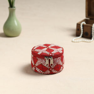 Bengal Kantha Work Handcrafted Round Utility Box