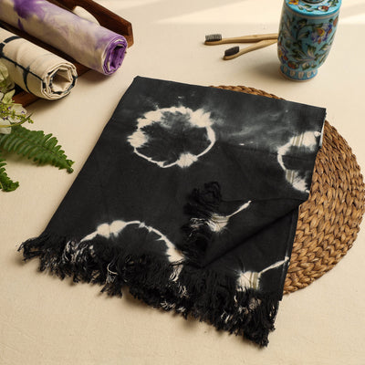 Black - Shibori Tie-dye Cotton Bath Towel