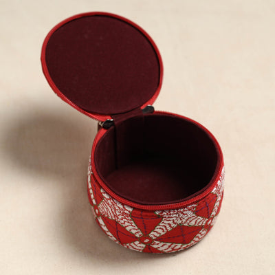 Bengal Kantha Work Handcrafted Round Utility Box