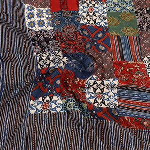 Black - Patchwork Ajrakh Cotton Double Bed Sheet Set 06