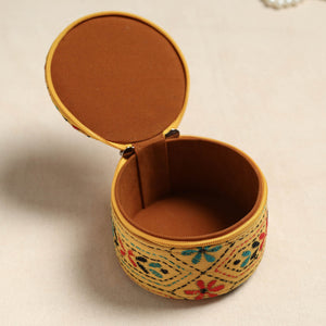 Bengal Kantha Work Handcrafted Round Utility Box