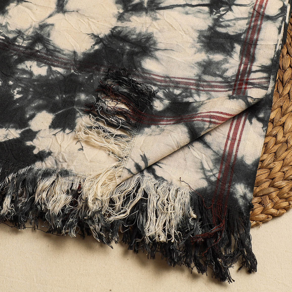 Black - Shibori Tie-dye Cotton Bath Towel