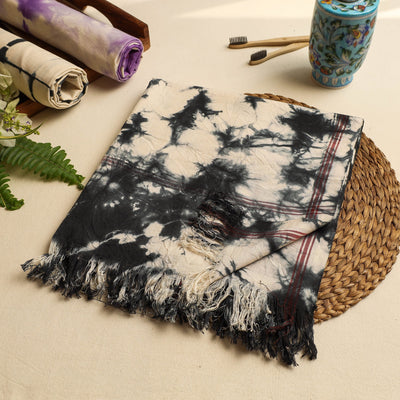Black - Shibori Tie-dye Cotton Bath Towel
