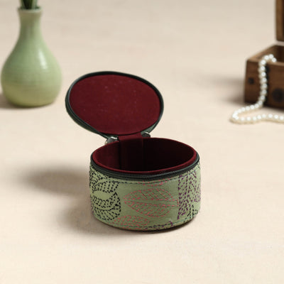 Bengal Kantha Work Handcrafted Round Utility Box