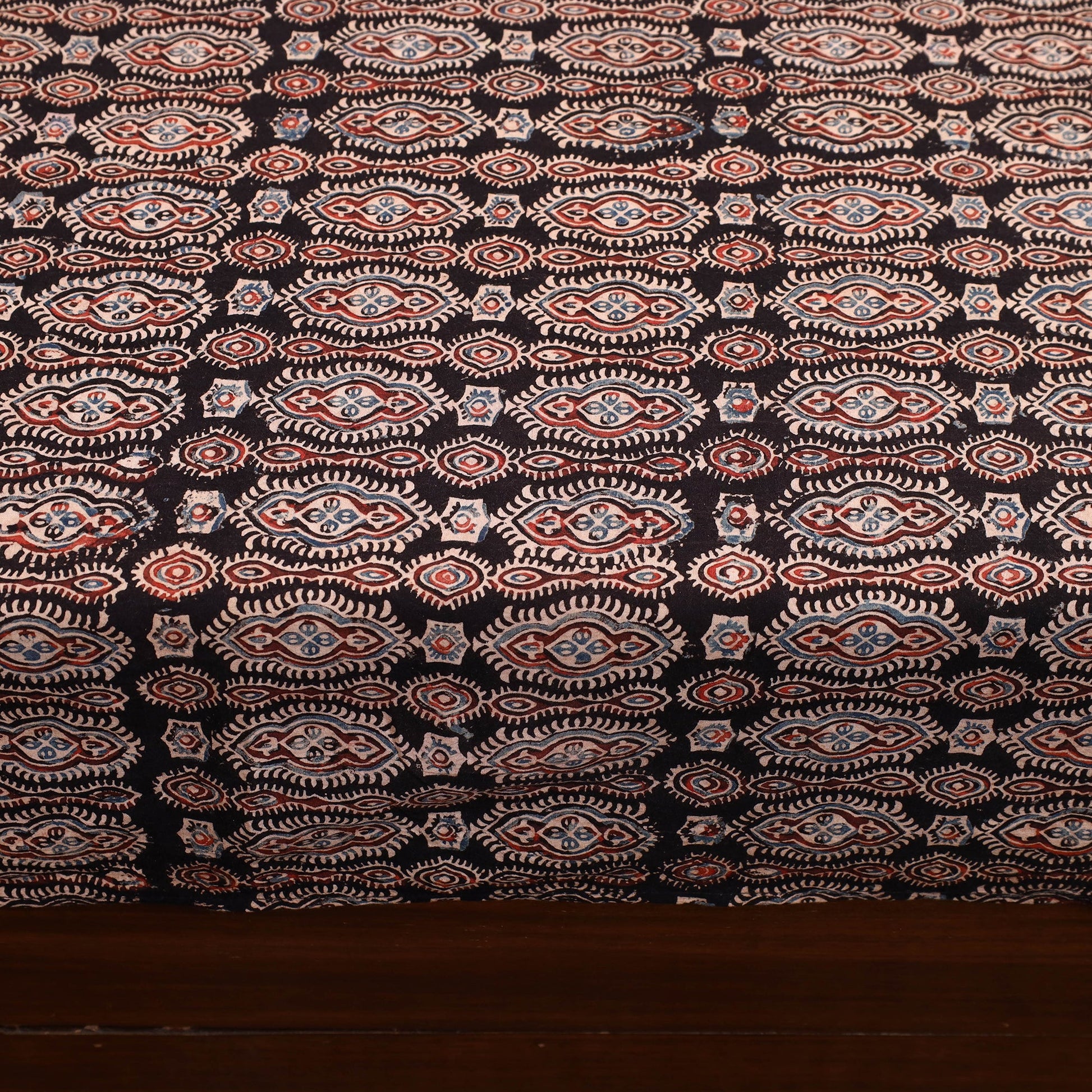 Brown - Patchwork Block Print Ajrakh Cotton Double Bed Sheet Set 07