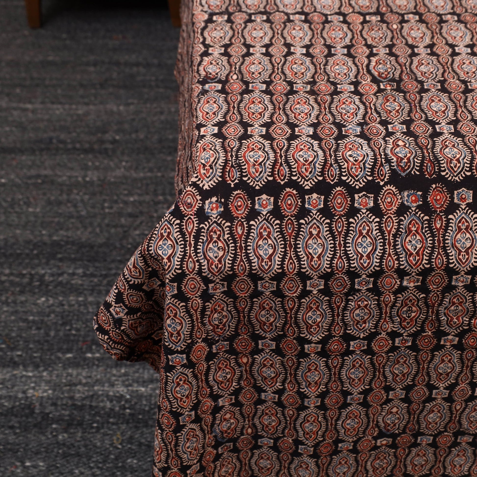 Brown - Patchwork Block Print Ajrakh Cotton Double Bed Sheet Set 07