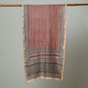 Black - Bagh Hand Block Printed Chanderi Silk Stole 21