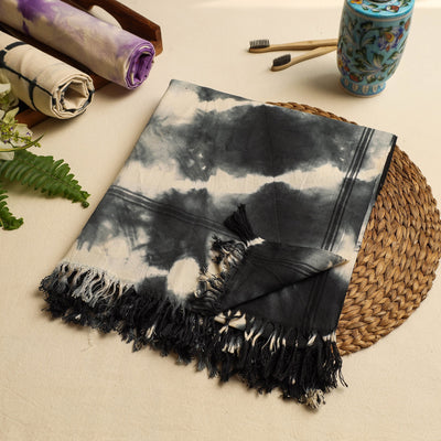 Black - Shibori Tie-dye Cotton Bath Towel
