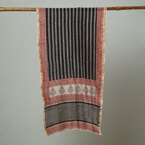 Black - Bagh Hand Block Printed Chanderi Silk Stole 19