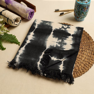 Black - Shibori Tie-dye Cotton Bath Towel