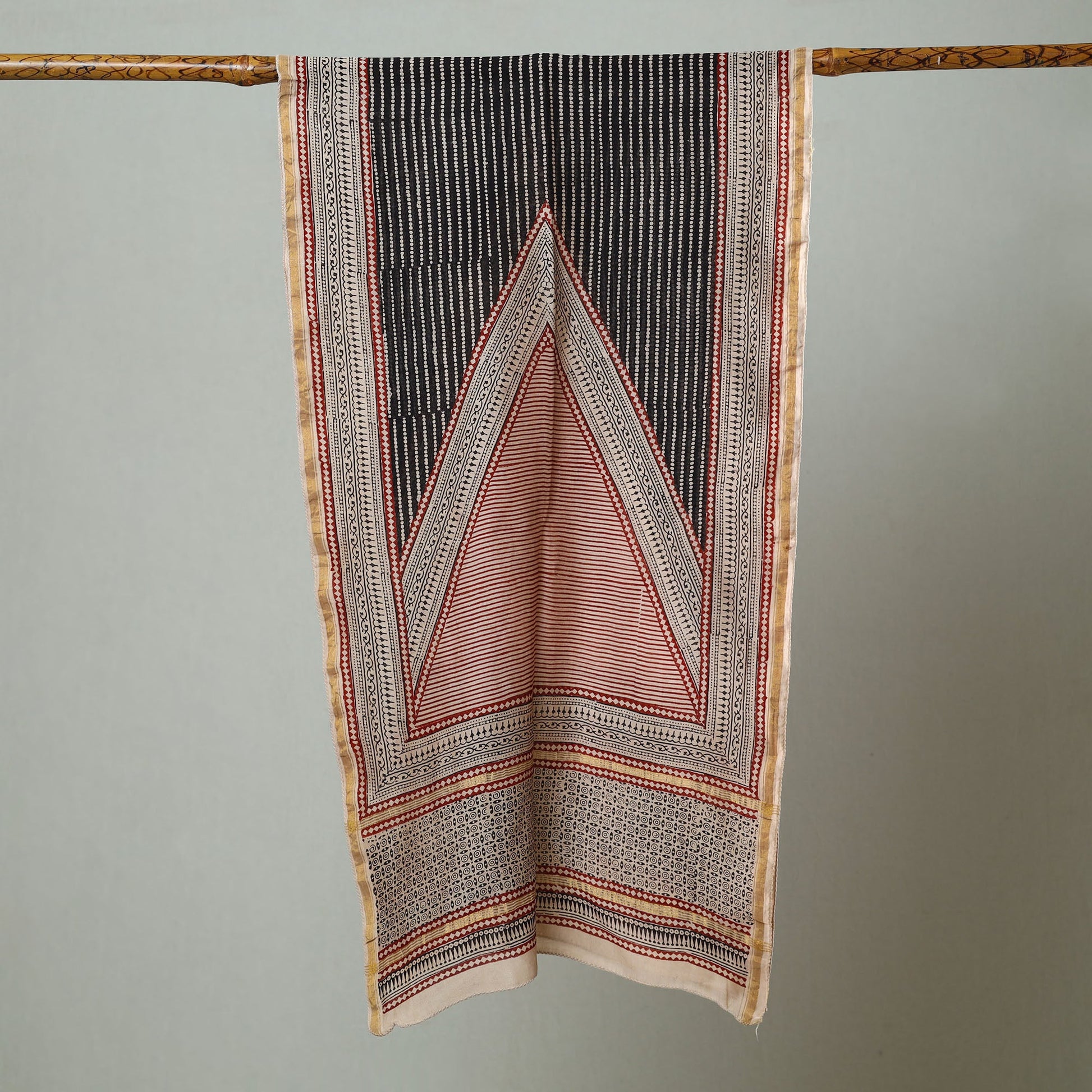 Black - Bagh Hand Block Printed Chanderi Silk Stole 17