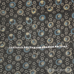 Brown - Bead Work Embroidery Ajrakh Block Printed Cotton Kurta Material - 2.5 meter