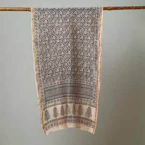 Black - Bagh Hand Block Printed Chanderi Silk Stole 11