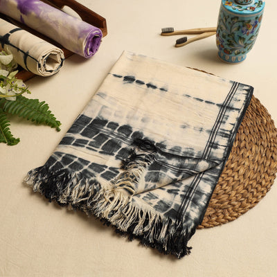 Black - Shibori Tie-dye Cotton Bath Towel