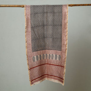 Black - Bagh Hand Block Printed Chanderi Silk Stole 07