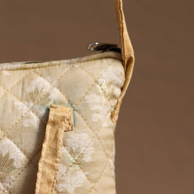 Beige - Handcrafted Quilted Silk Sling Bag 30