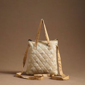 Beige - Handcrafted Quilted Silk Sling Bag 30