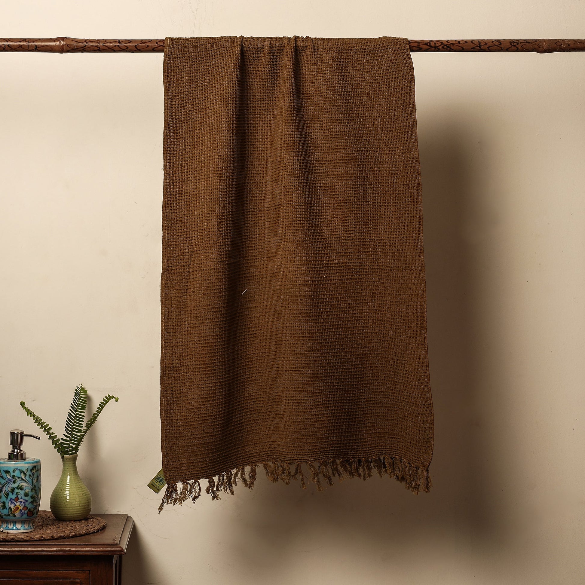 Brown -  Waffle Weave Handwoven Cotton Bath Towel
