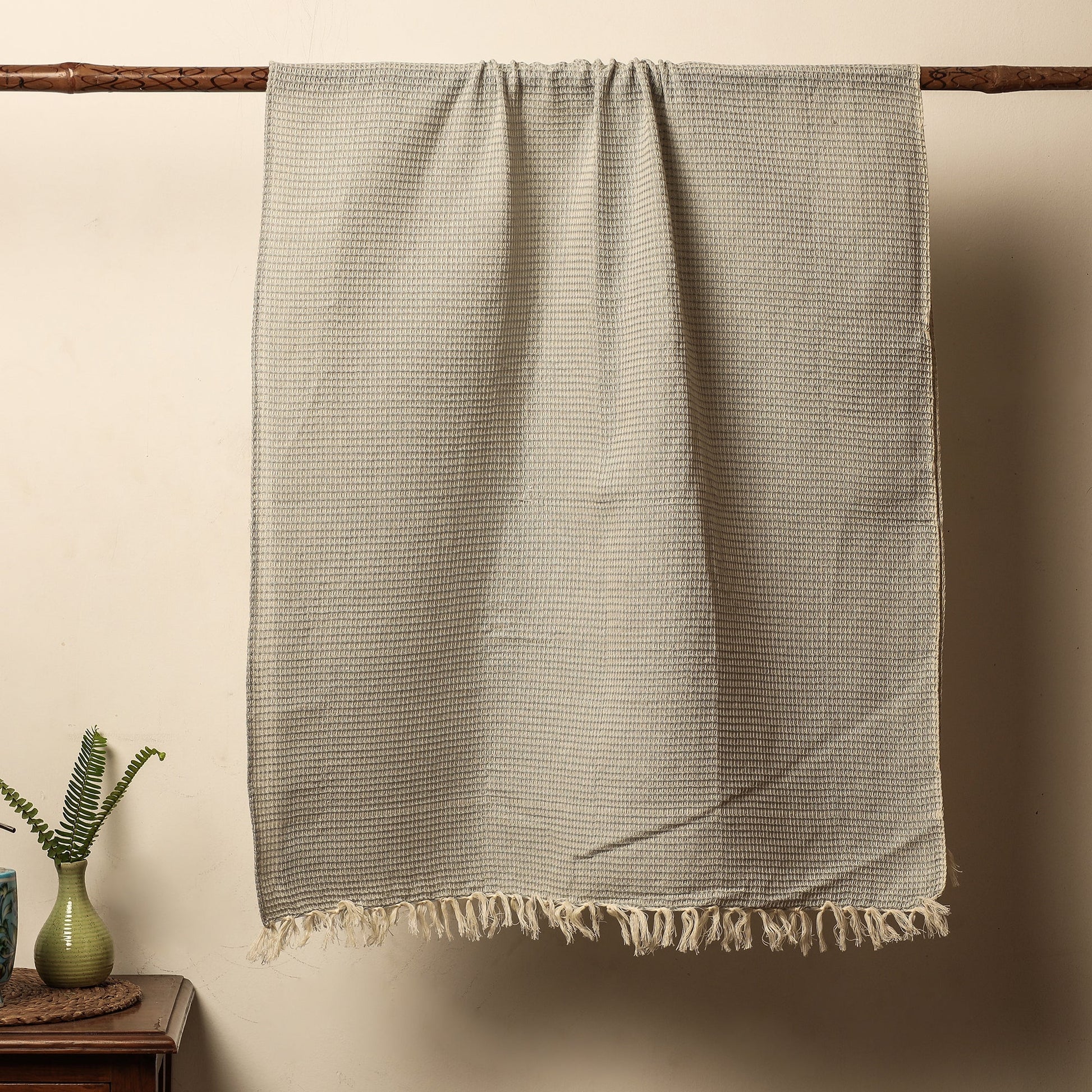 Beige - Waffle Weave Handwoven Pure Cotton Towel
