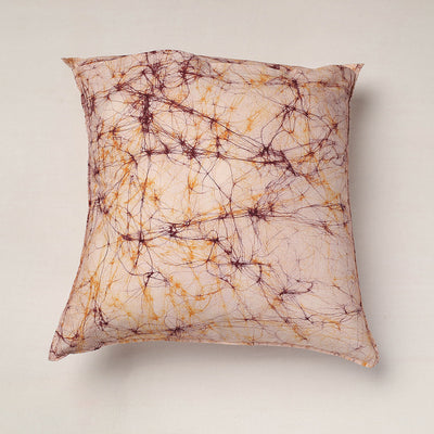 Beige - Hand Batik Printed Pure Cotton Cushion Cover (18 x 18 in)